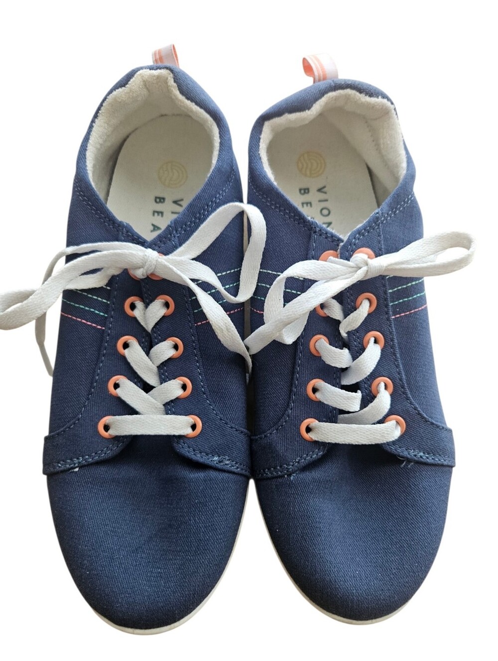 Vionic Beach Womens Stinson Sneakers Shoes Size 9โ Blue Canvas Lace Up Comfort